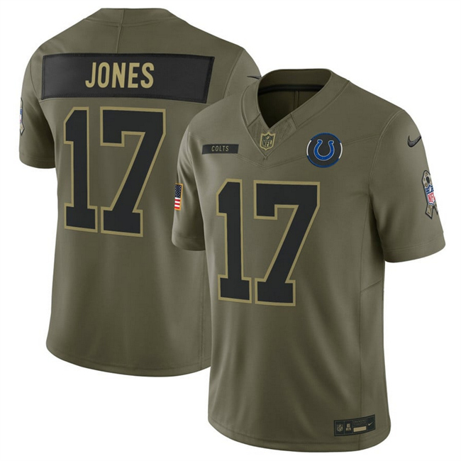 Men's Olive Indianapolis Colts #17 Daniel Jones 2025 F.U.S.E. Salute to Service Limited Stitched Football Jersey